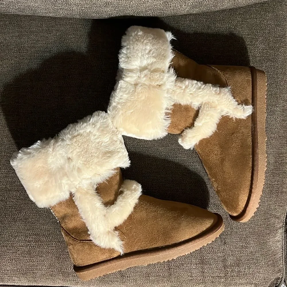 New I.N.C. International Concepts Little Girls Witty Faux Fur Boots Size 3